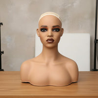 Shoulder Mannequin Bust PVC Realistic Head Bust for Salon Stylists