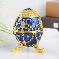 Enameled Egg Jewelry Box Collectible Jeweled Egg Trinket Box for Display Cabinet