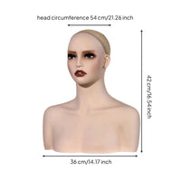 Mannequin Head with Shoulders Realistic Face Accessory Display Bust Molded Ears