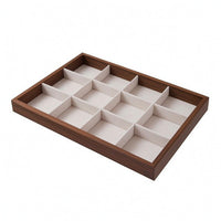 Walnut Jewelry Tray Beige Lined Household Storage Rectangular