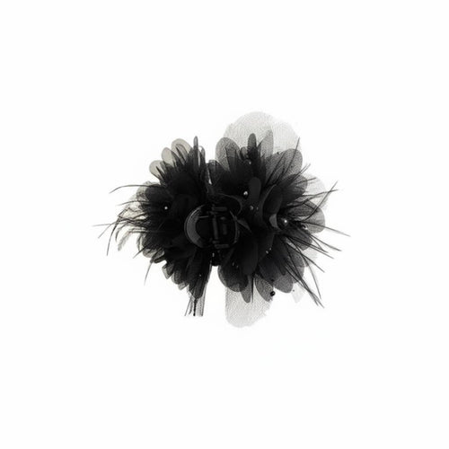 Peony Flower Feather Hair Grip Bun Fastener, Elegant High-End Fashion Accessory