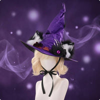 Feline Ear Witch Hat Flower Accent Costume Accessory Soft for Dress-Up