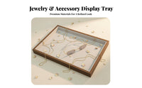 Multi-Functional Jewelry Display Tray Scratch Protection Walnut Wood Grain Accessory Tray Stackable Design for Vendors, Trade Exhibit
