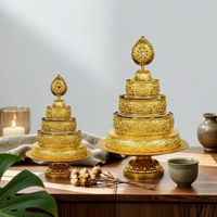 Tibetan Mandala Plate High Quality Alloy Mandala Offering Set Tiered Offering Tray Elegant Craftsmanship Religious Item