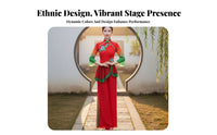 Chinese Folk Dance in Fit Embroidered Design Chinese Folk Dance Costume Performance Wear Gradient Color Sleeves