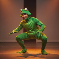 Frog Prince Costume Webbed Hands and Feet Full Body Frog Suit Funny Design Party Apparel for Men, Adults