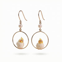 Earrings with Bird Charm Golden-Hued Dangle Earrings Whimsical for Women, Teens