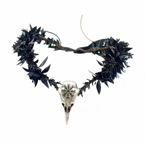 Nature-Inspired Dark Elegant Flower Headband, Halloween Vintage Elf Hairpiece for Women