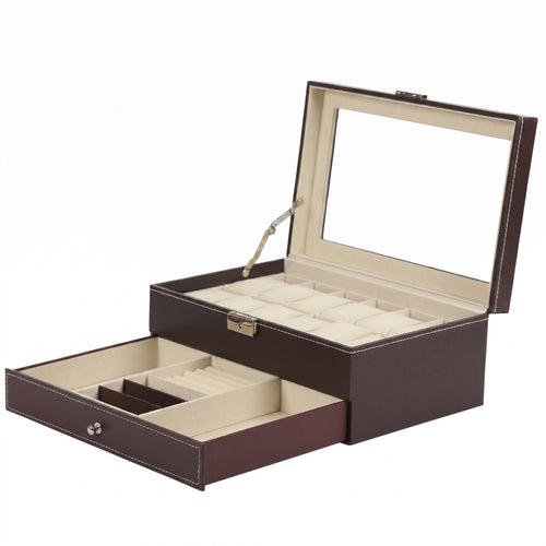 PU Leather Jewelry Box Clasp Closure Double-Layer Jewelry Box