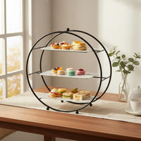 3-Tier Cake Stand Sturdy Iron Frame 3 Tier Cake Stand Space-Saving Dessert Tiered Tray for Party