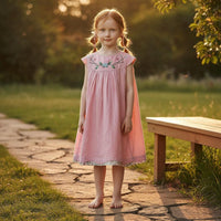 Embroidered Summer Dress Sweet Design Sundress Sleeveless for Outing