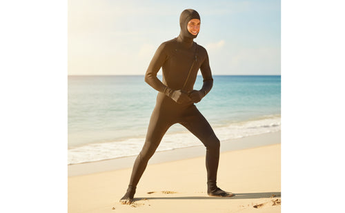 3mm One-Piece Wetsuit with Hood Thermal Full-Body Wetsuit Cold-Water Long Sleeve Snug for Snorkeling