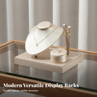 Jewelry Display Set Protects from Scratches PU Leather Jewelry Stand Band and Earring Holder Set Sturdy Construction
