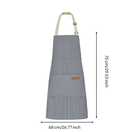Striped Bib Apron Breathable Adjustable Cooking Apron for Restaurant, Grilling