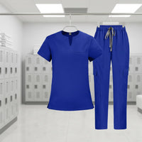Quick-Dry V-Neck Scrub Top and Pants Thin Material Doctor Attire Set Stackable Layer Wear V Neck Scrub Top Plus Size for Nurses, Doctors, Hospital, Medical Facility