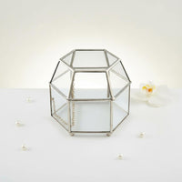 Hexagonal Glass Box Hinged Lid Lidded Display Box Vintage Jewelry Case Multipurpose Vintage Design Jewelry Organizer for Desktop