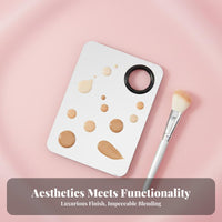 Even Blending Foundation Palette and Spatula Set Easy to Clean Handheld Foundation Plate with Spatula Multi-Use Makeup Mixing Tray Polished Surface for Beauty Enthusiasts, Women, Girls, Travel, Dressing Table, Dermatological Care Routine, Nail Art