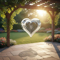 3 Pieces Heart Wind Chimes Rotating Metal Hanging Wind Chimes 3D Effect for Tree
