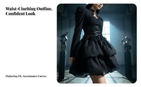 Gothic Two-Piece Dress Built-in Chest Pads Corset Top and Tutu Skirt Set