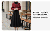 2 Pieces Red Sweater and Dress Set Autumn Design Sweater and Skirt Set
