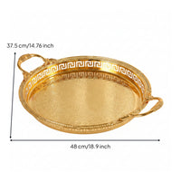 Serving Tray with Handles Round Metal Serving Tray Elegant for Hosts, Weddings