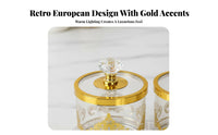 Elegant Design European Design Snack Container Set Brilliant Glow Decorative Candy Jar Set Dustproof Lids for Kitchen, Coffee Table, Pantry
