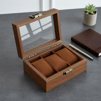 Watch and Jewelry Storage Box Dustproof Wooden Jewelry Box Glass Top Watch Display Case Large Capacity for Women