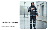 Long-Lasting Reflective Rain Suit Breathable Material High Visibility Rain Jacket and Pants Windproof for Traffic Men, Motorcycling, Hiking
