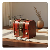 Red Wooden Storage Box with Lock Lockable Treasure Box Ideal Gift Vintage Wooden Treasure Chest for Desktop