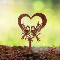Heart Bird Stake Valentine Gift Metal Garden Stake Weatherproof Outdoor Decor for Patio
