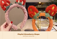 Plush Strawberry Headband, Cute Hair Accessories, Kids Party