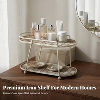 Light Luxury Design Iron Makeup Stand Space Saver Double Layer Cosmetic Rack Long-Lasting Material for Women, Bedroom