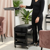Manicure Trolley Stool Mobile Pedicure Cart with Seat Padded for Beauticians