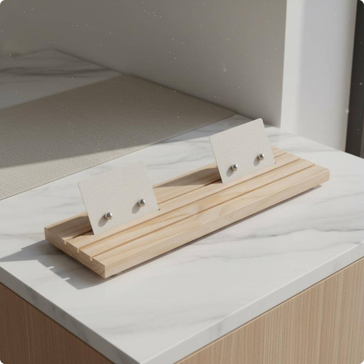 Card Slot Jewelry Display Rack Wooden Wood Earring Stand Lightweight Earring Display Stand for Boutique