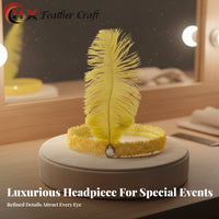 Rhinestone Accent Ostrich Feather Hairband Stretchy Feather Headband Elastic Band for Adults, Women, Dance Performance, Parties, Festivals