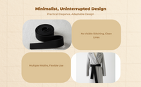 Universal Black Wool Coat Belt, Double-Sided, Formal Wear