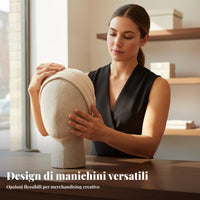 Textile Covered Mannequin Head Multi-Purpose Linen Hat Display Stand Stable Base