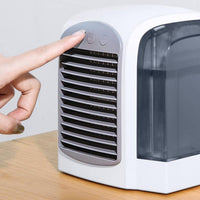 USB Mini Air Chiller Compact Bladeless Air White Cooling Unit and Gray Humidifying Fan for Office