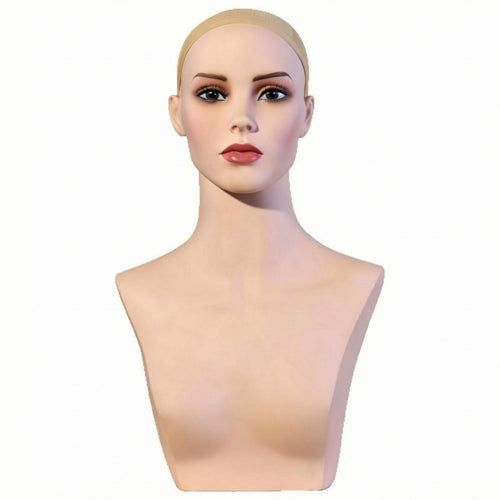 Female Hairpiece Head Bust Skin-Toned-Toned Hairpiece Display Bust Minimalist