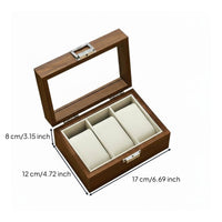 Wooden Watch Display Case Clear View Lid Watch Storage Box Metal Clasp Great Gift Suggestion for Closet