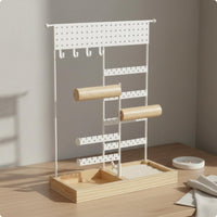 Multi-Tier Jewelry Rack Two-Way-Axis Necklace Display Holder Space-Saving