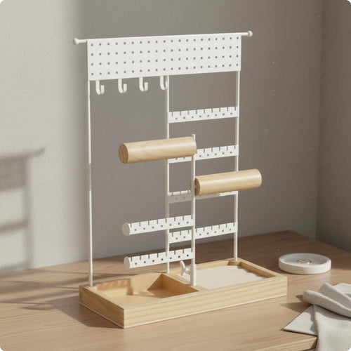 Multi-Tier Jewelry Rack Two-Way-Axis Necklace Display Holder Space-Saving