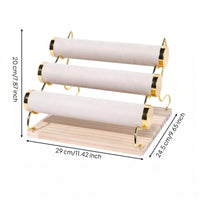 Three Tier Jewelry Display Rack Rounded Ends Three-Tier Jewelry Stand Golden