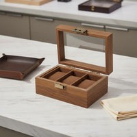 Watch and Jewelry Display Case Soft Luxe Textile Lining Watch Display Box Wooden Jewelry Organizer Rust-Resistant Hardware