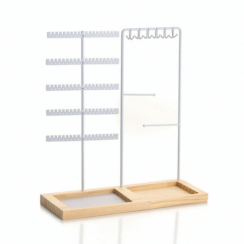 Jewelry Stand with Wooden Base Allall-Purpose Jewelry Display Stand Open-Frame