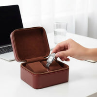 2 Compartment Watch Box Shielding Double Watch Travel Case Abrasion Protection Sturdy Hard Shell for Travelers