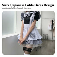 Japanese Maid Dress Adorable Romantic Vintage Maid Uniform Anime Cosplay Costume Cute Design Anime Server Costume Puff Sleeves