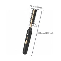 Electric Heated Hair Comb Handheld Hair Straightener Comb Matte Black