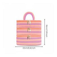 3-Layer Makeup Case Double Zipper Quilted Cosmetic Organizer for Business Trip