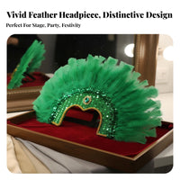 Feather Headdress Feathered Design Feather Headpiece Carnival Headpiece Paillette Ed and Gem Ed Performance Girl Headdress